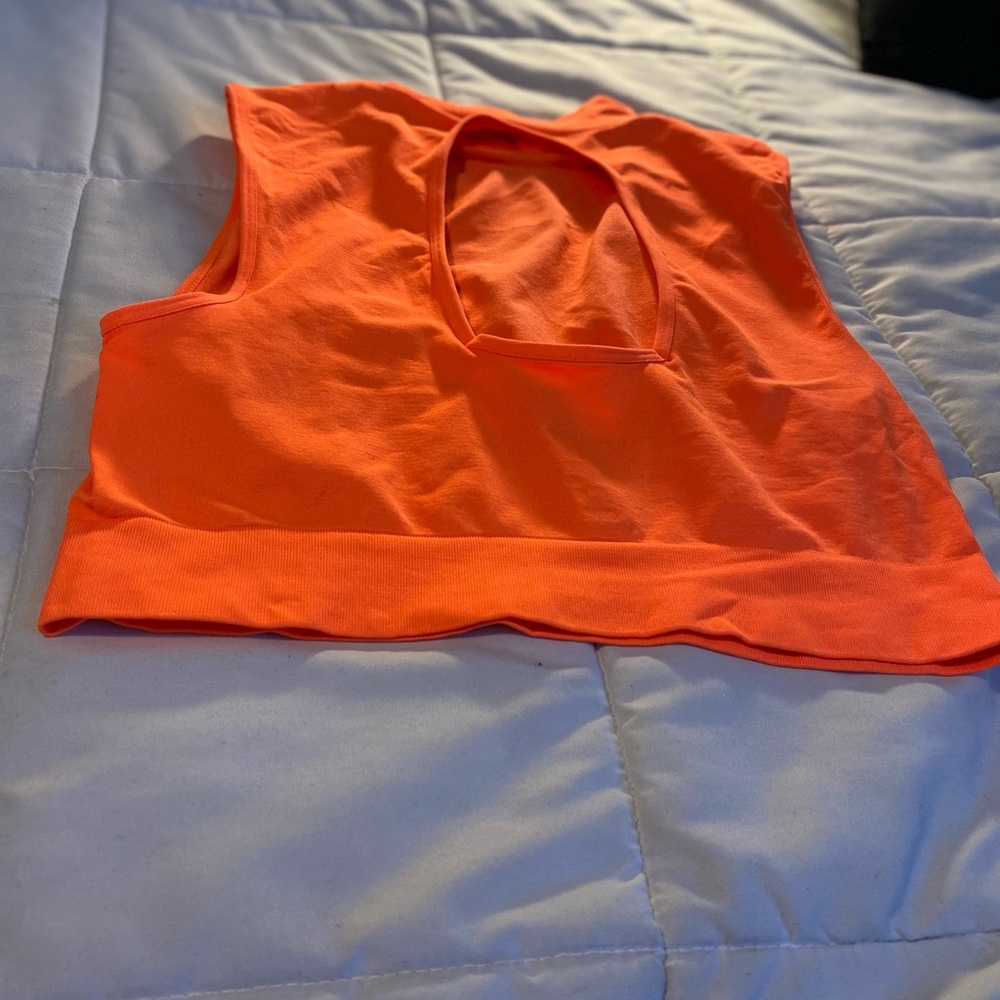 Neon orange cutout tank top